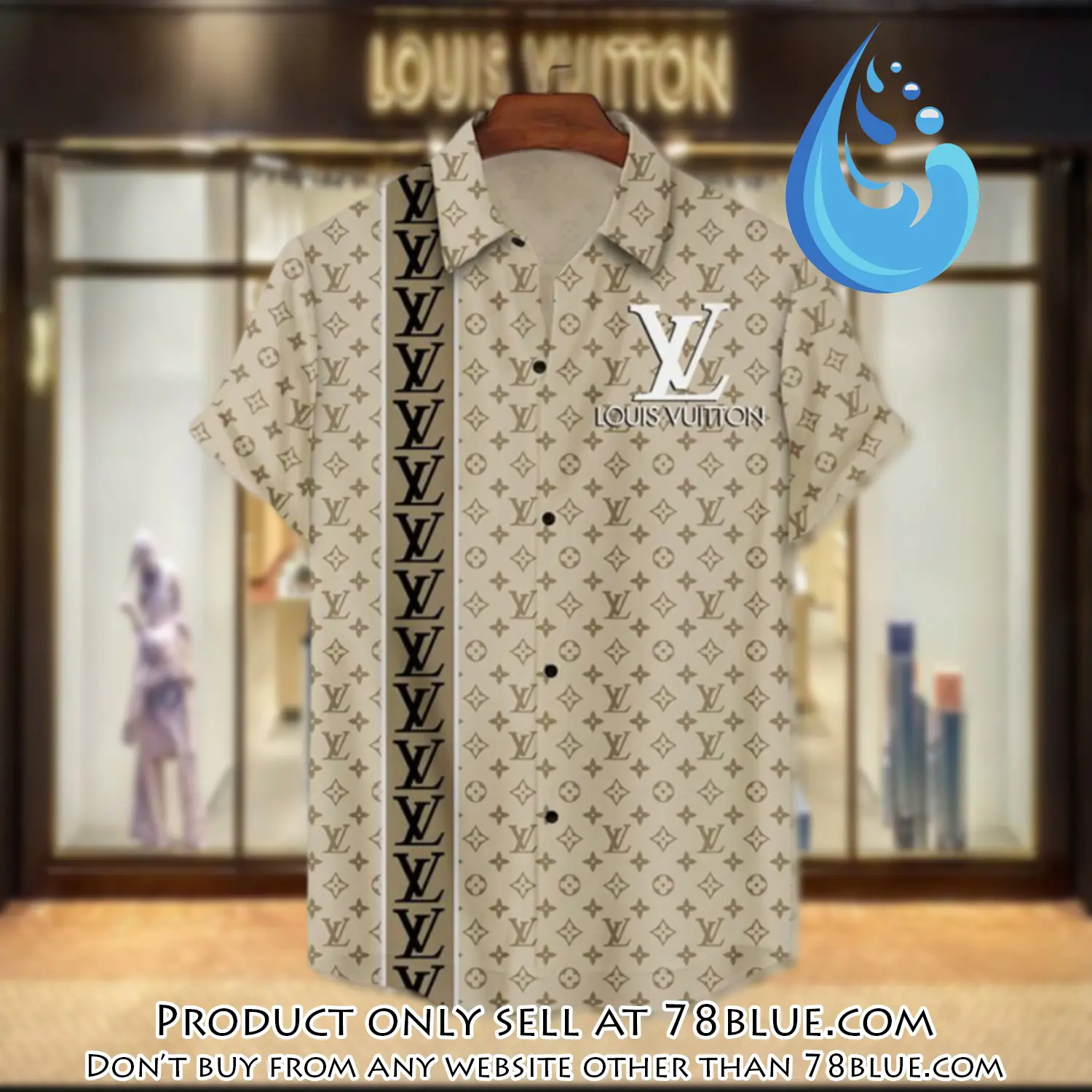 Lv louis vuitton luxury hawaiian shirt & short set lhs1191 78b0013393